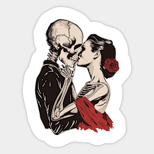 Skeleton Love Woman Kiss of Death Vintage Sticker